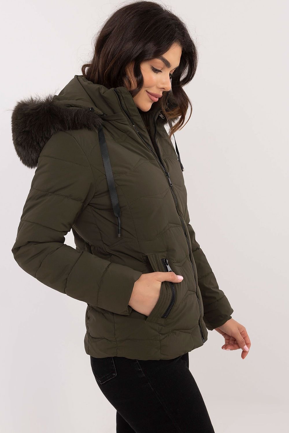 Quilted Jacket with Detachable Hood and Side Zip Pockets