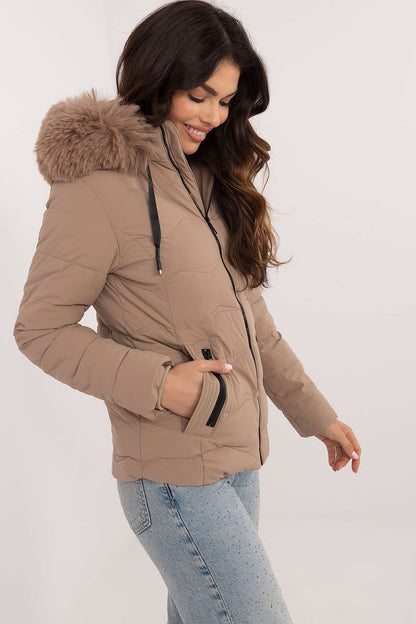 Quilted Jacket with Detachable Hood and Side Zip Pockets