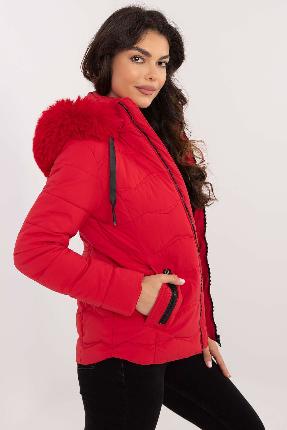 Quilted Jacket with Detachable Hood and Side Zip Pockets