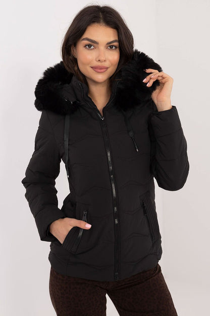 Quilted Jacket with Detachable Hood and Side Zip Pockets