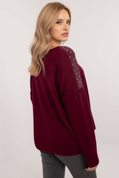 Elegant Women's Sweater with Decorative Rhinestones