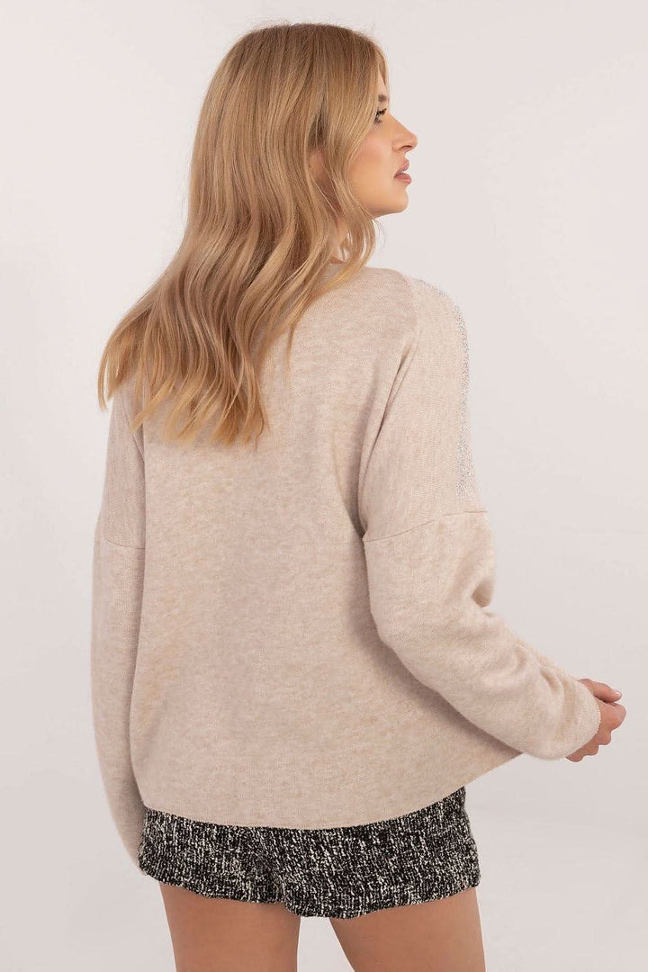 Elegant Women's Sweater with Decorative Rhinestones - Ludowika 