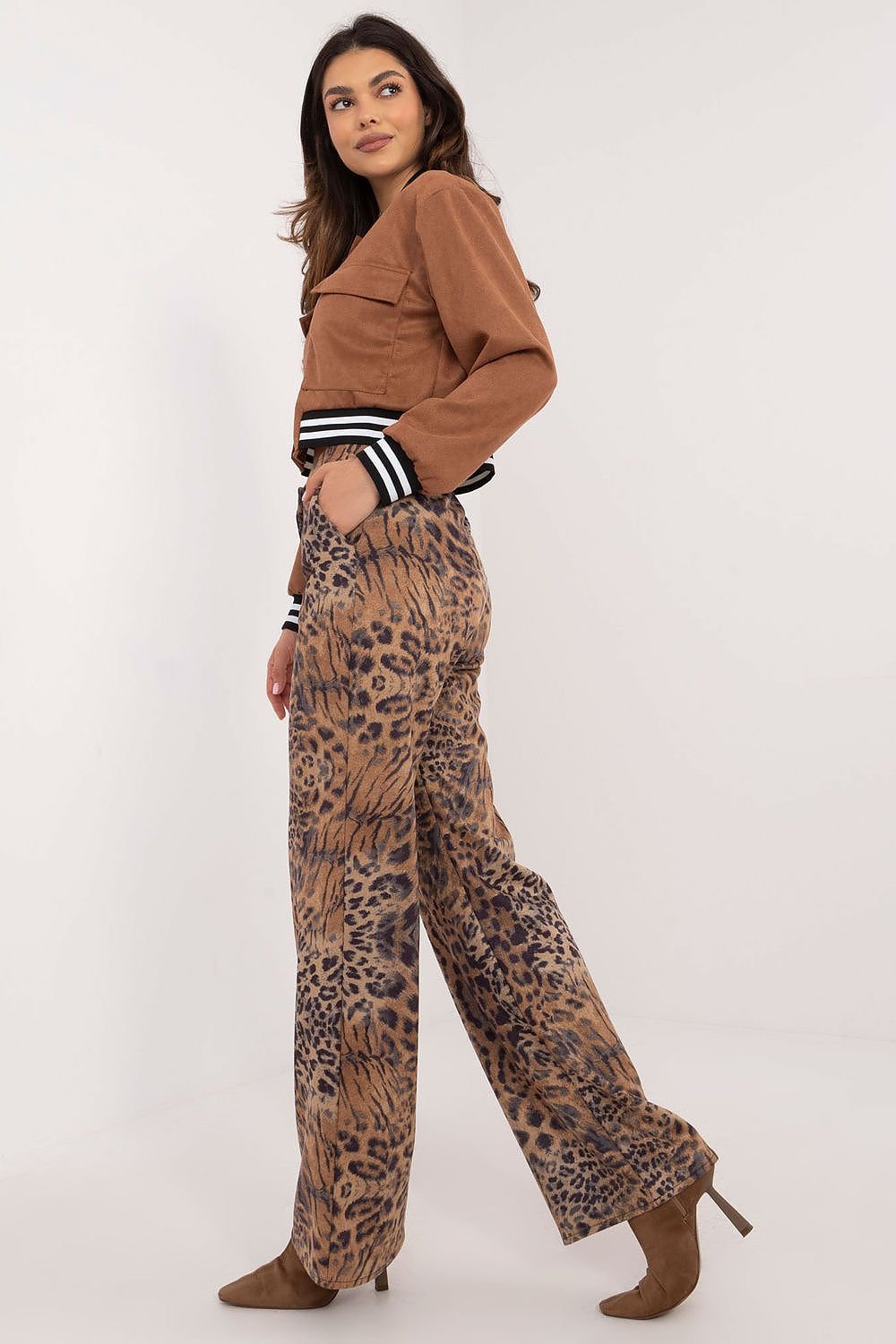 Animal Print High-Waist Trousers