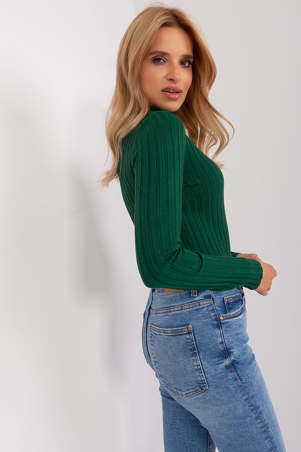 Soft Viscose Turtleneck Sweater with Ribbed Fabric