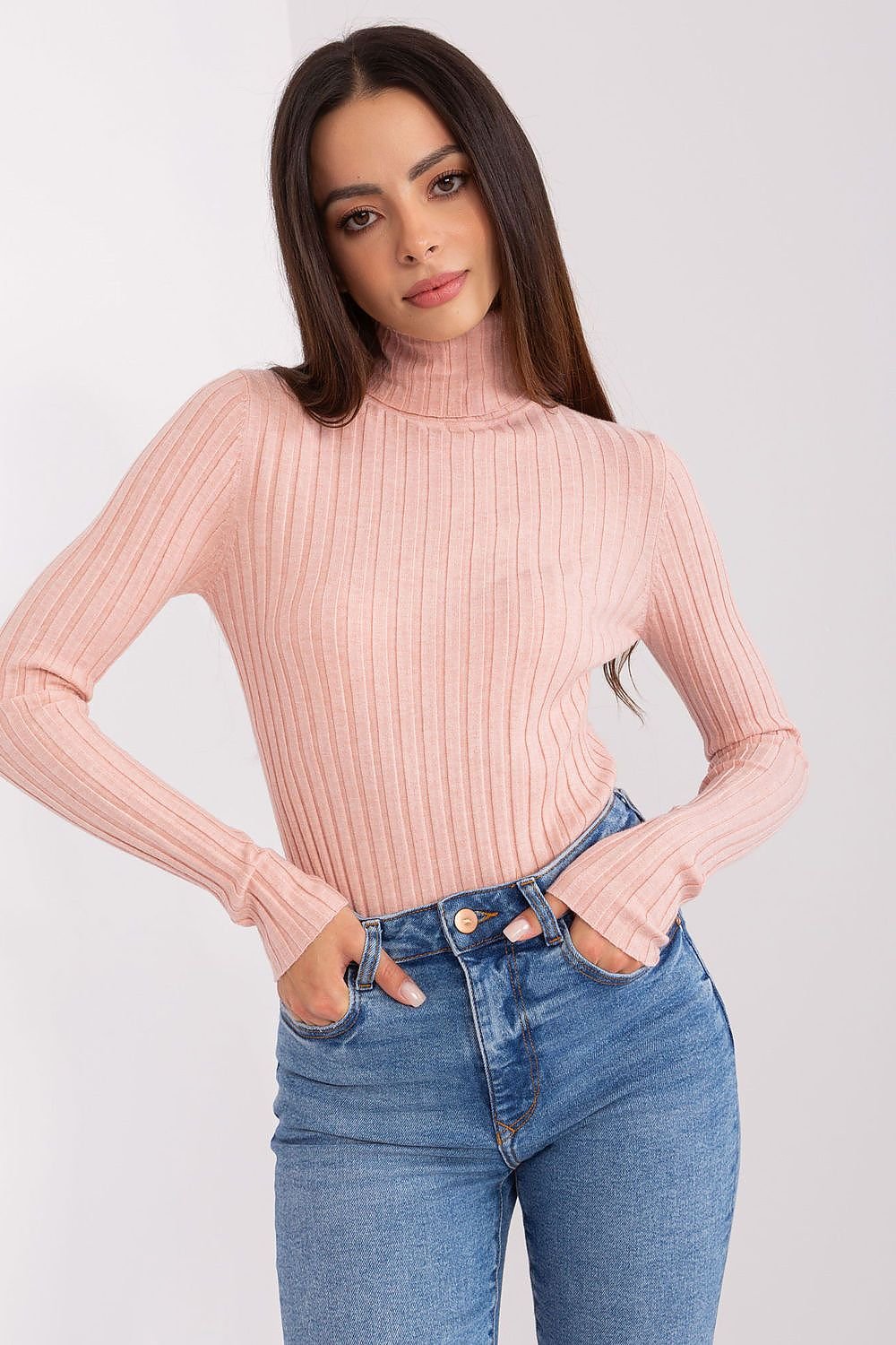 Soft Viscose Turtleneck Sweater with Ribbed Fabric