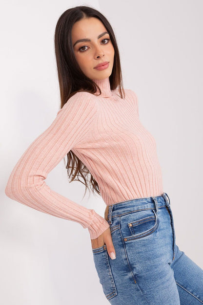 Soft Viscose Turtleneck Sweater with Ribbed Fabric