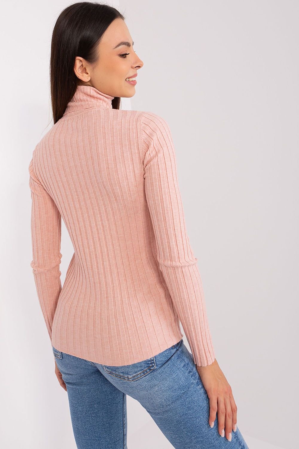 Soft Viscose Turtleneck Sweater with Ribbed Fabric