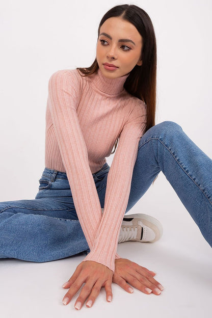 Soft Viscose Turtleneck Sweater with Ribbed Fabric