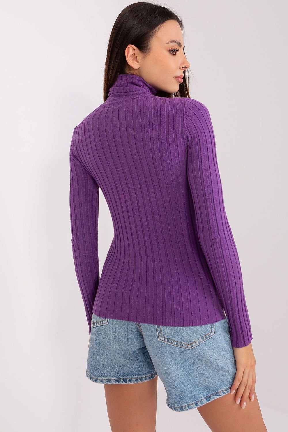 Soft Viscose Turtleneck Sweater with Ribbed Fabric