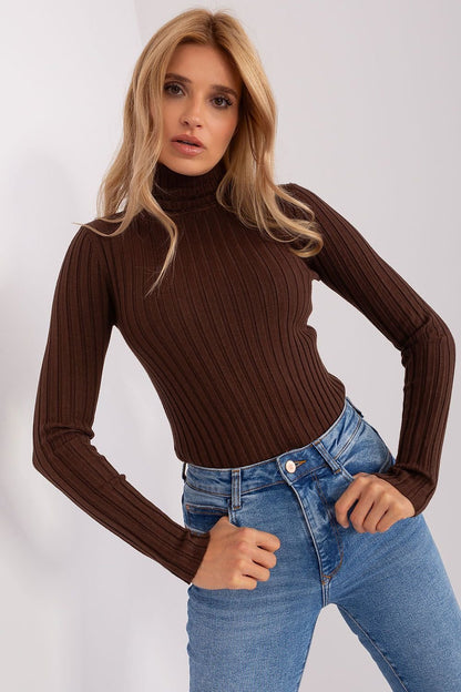 Soft Viscose Turtleneck Sweater with Ribbed Fabric