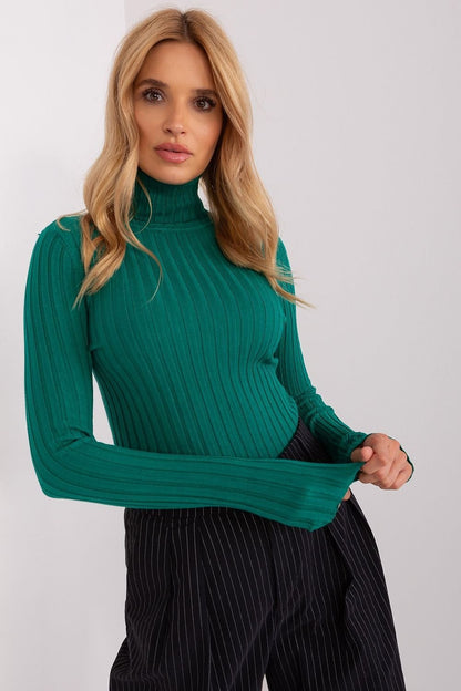 Soft Viscose Turtleneck Sweater with Ribbed Fabric