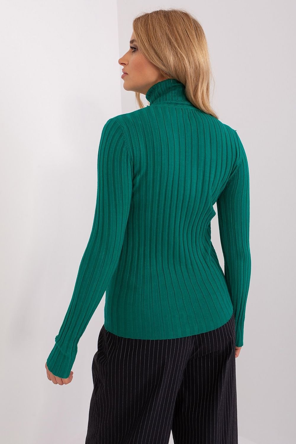 Soft Viscose Turtleneck Sweater with Ribbed Fabric