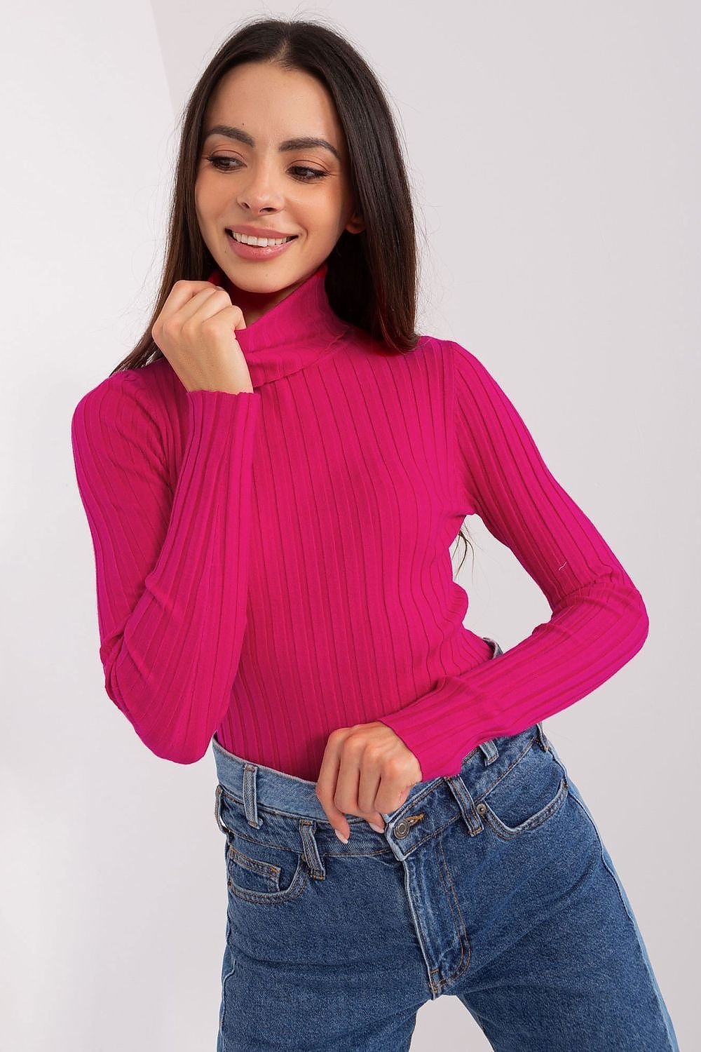 Soft Viscose Turtleneck Sweater with Ribbed Fabric