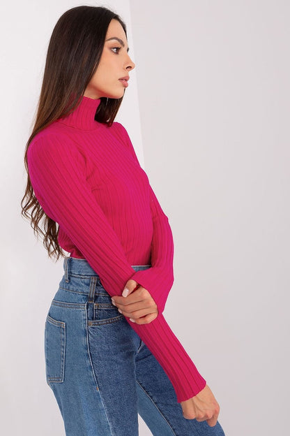 Soft Viscose Turtleneck Sweater with Ribbed Fabric