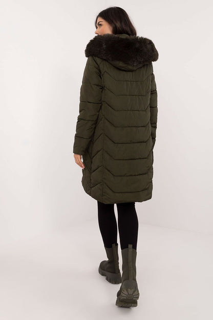 Women's Quilted Down Jacket with Detachable Hood and Fur