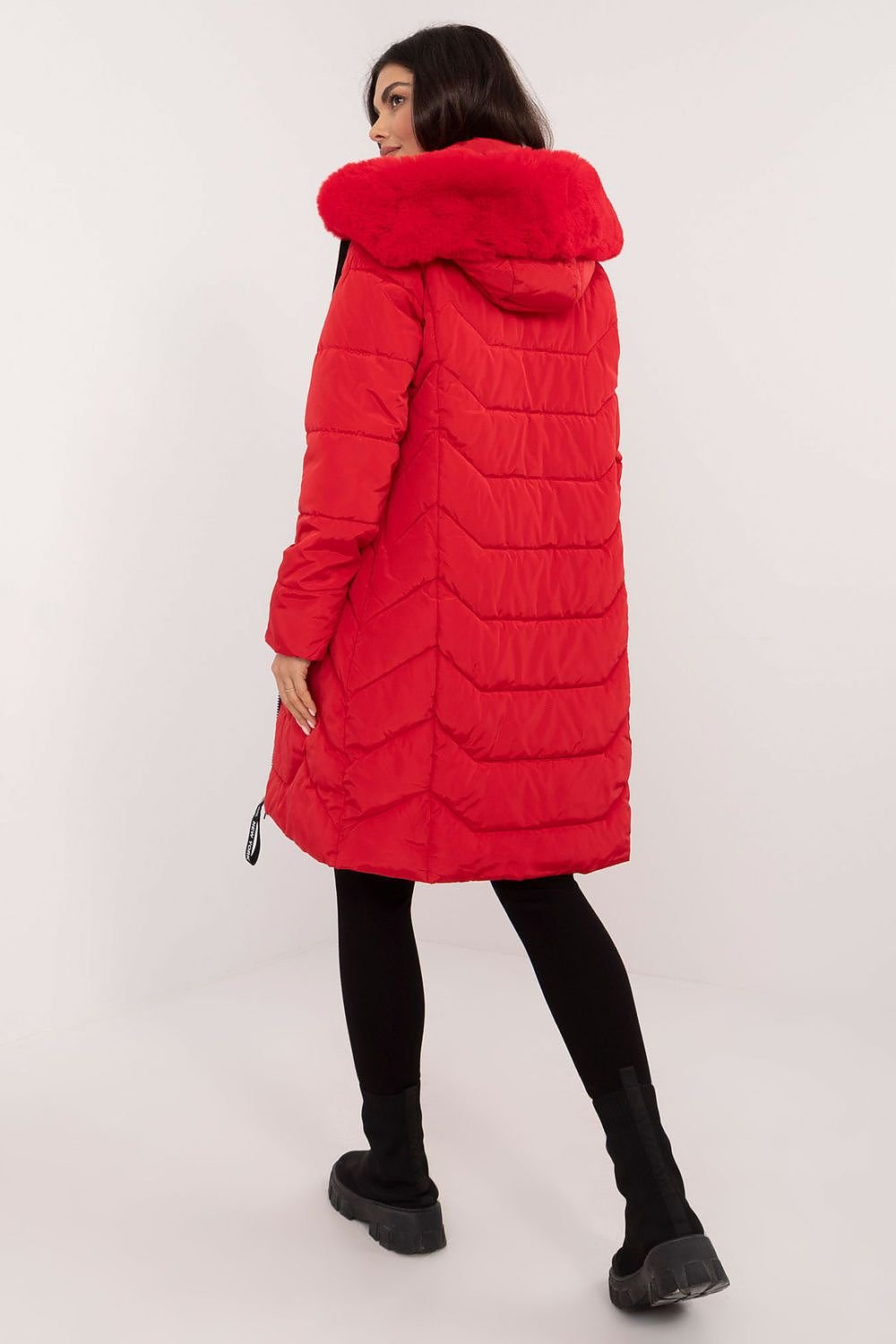 Women's Quilted Down Jacket with Detachable Hood and Fur