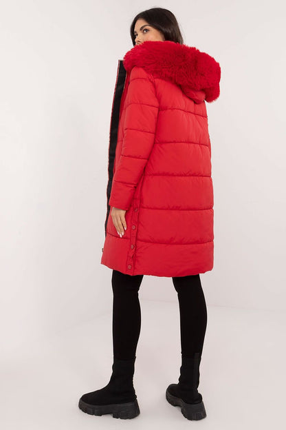 Quilted Winter Jacket with Extended Cut and Detachable Hood