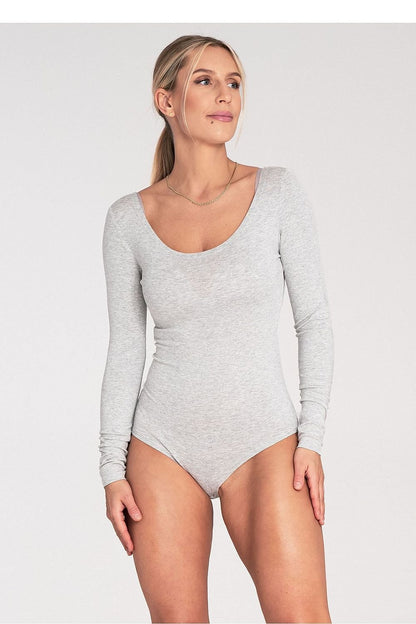 Classic Long-Sleeved Bodysuit with Boat Neckline