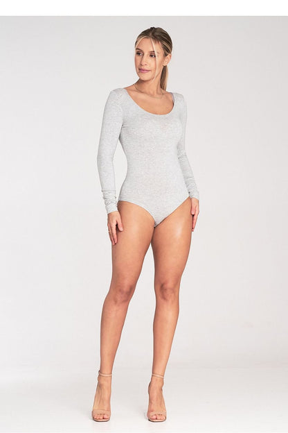 Classic Long-Sleeved Bodysuit with Boat Neckline