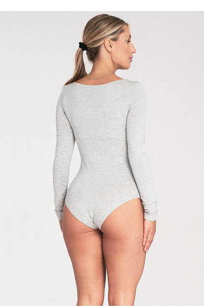 Classic Long-Sleeved Bodysuit with Boat Neckline