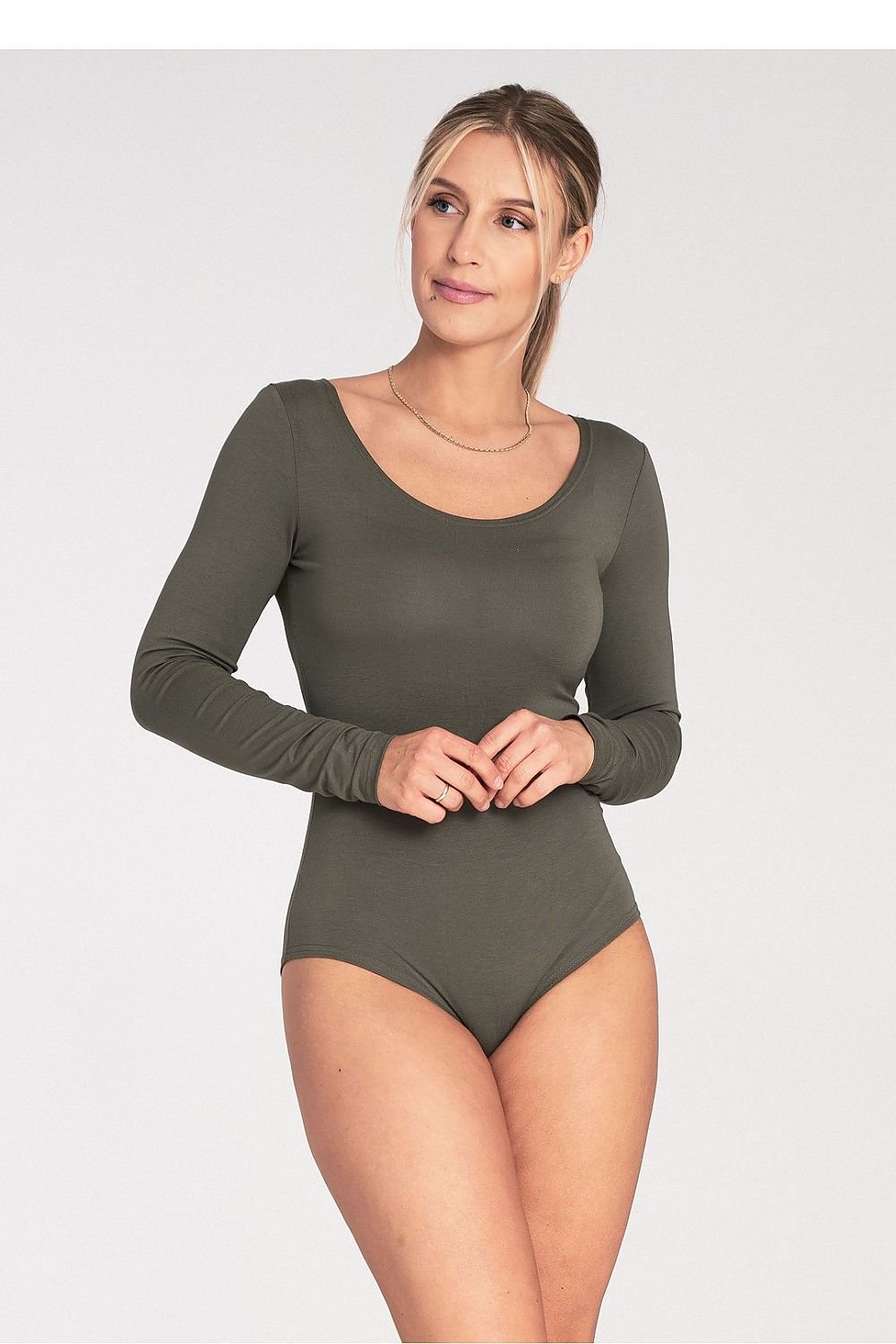 Classic Long-Sleeved Bodysuit with Boat Neckline