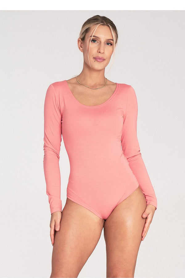 Classic Long-Sleeved Bodysuit with Boat Neckline