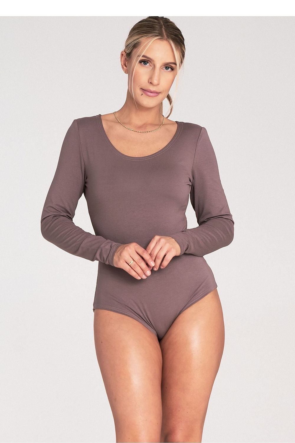 Classic Long-Sleeved Bodysuit with Boat Neckline