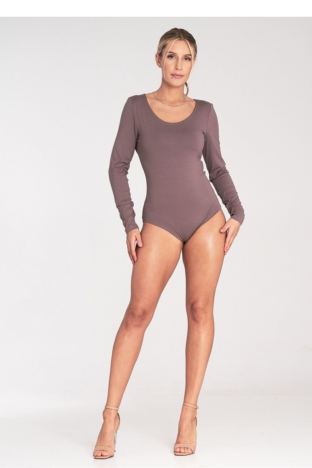 Classic Long-Sleeved Bodysuit with Boat Neckline