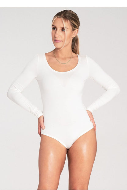 Classic Long-Sleeved Bodysuit with Boat Neckline