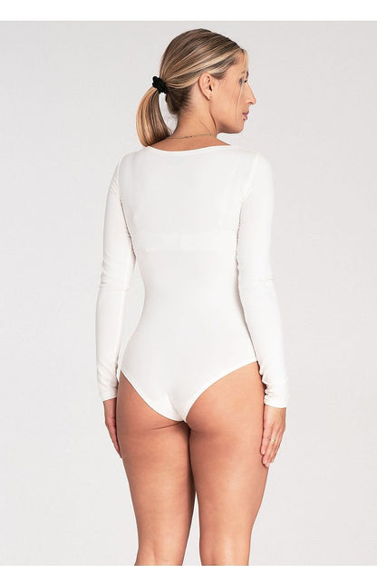 Classic Long-Sleeved Bodysuit with Boat Neckline