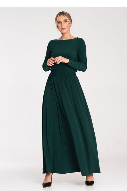 Robe longue simple à manches longues et taille élastique