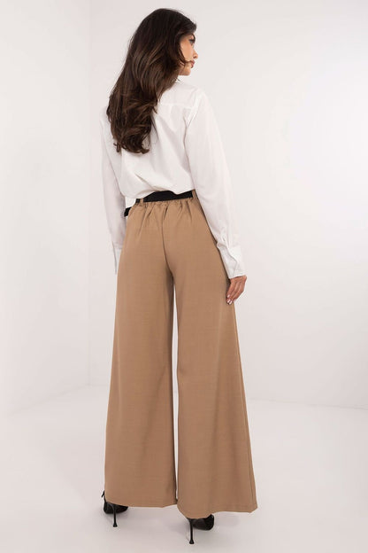 Elegante Damenhose mit hoher Taille und weitem Bein und Seitentaschen