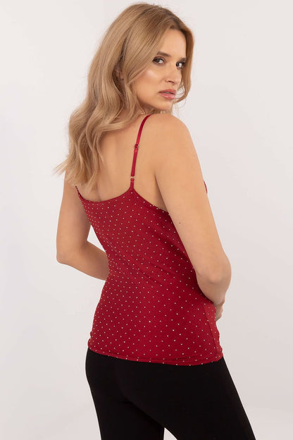 Rhinestone-Embellished Adjustable Strap Top