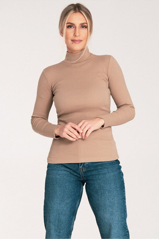 Lightweight Ribbed Cotton Turtleneck