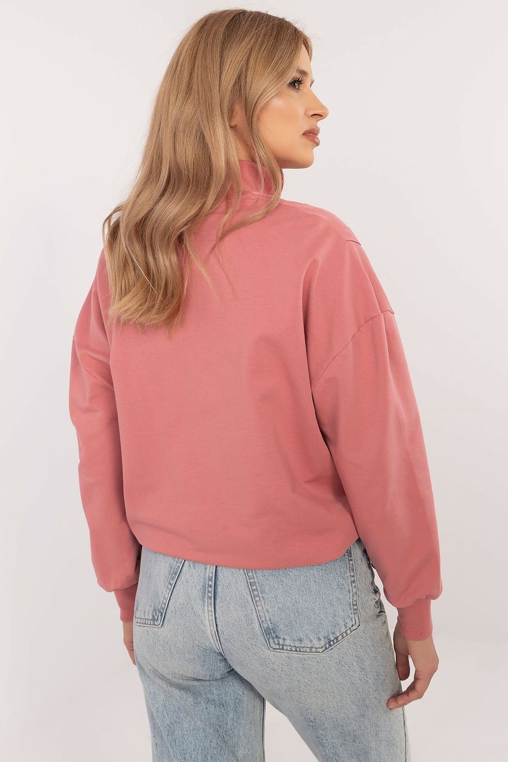 Sweat-shirt classique décontracté pour femme avec col zippé et manches longues