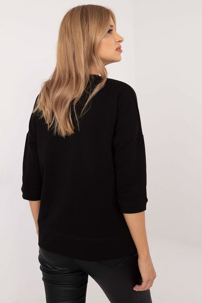 Universal Cotton Blouse with 3/4 Sleeves and Round Neckline