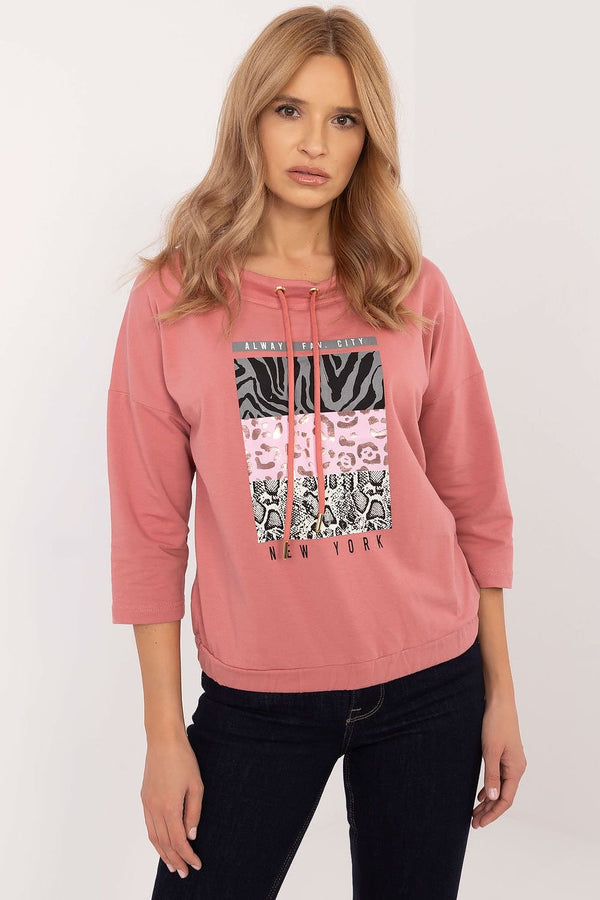 Casual Everyday Blouse with Stylish Print and Tie Neckline