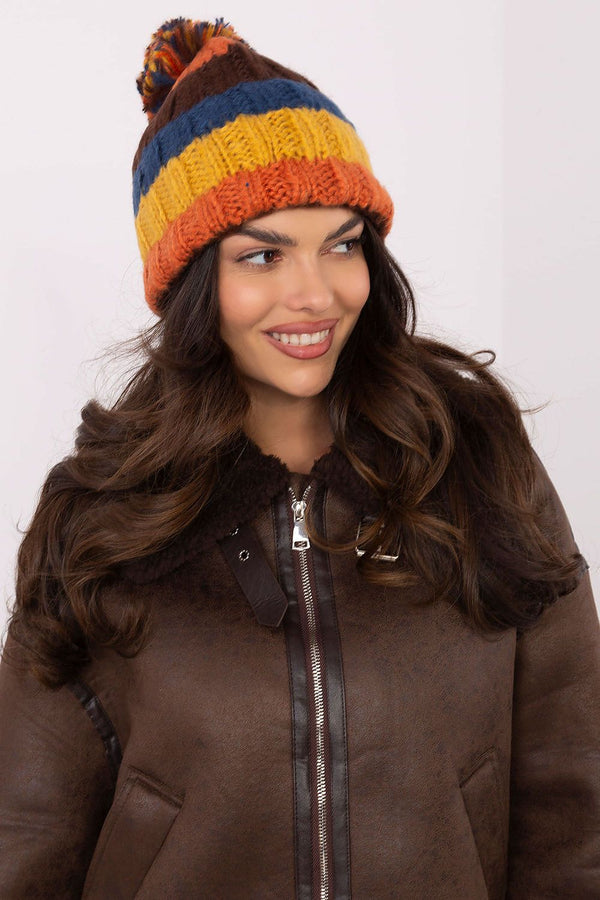 Vibrant Striped Winter Beanie with Pom-Pom