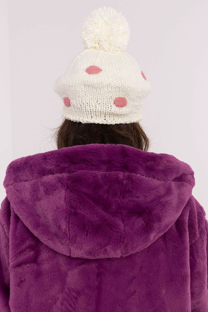 Cute and Stylish Winter Beanie with Decorative Dots and Pom-Pom - Ludowika 