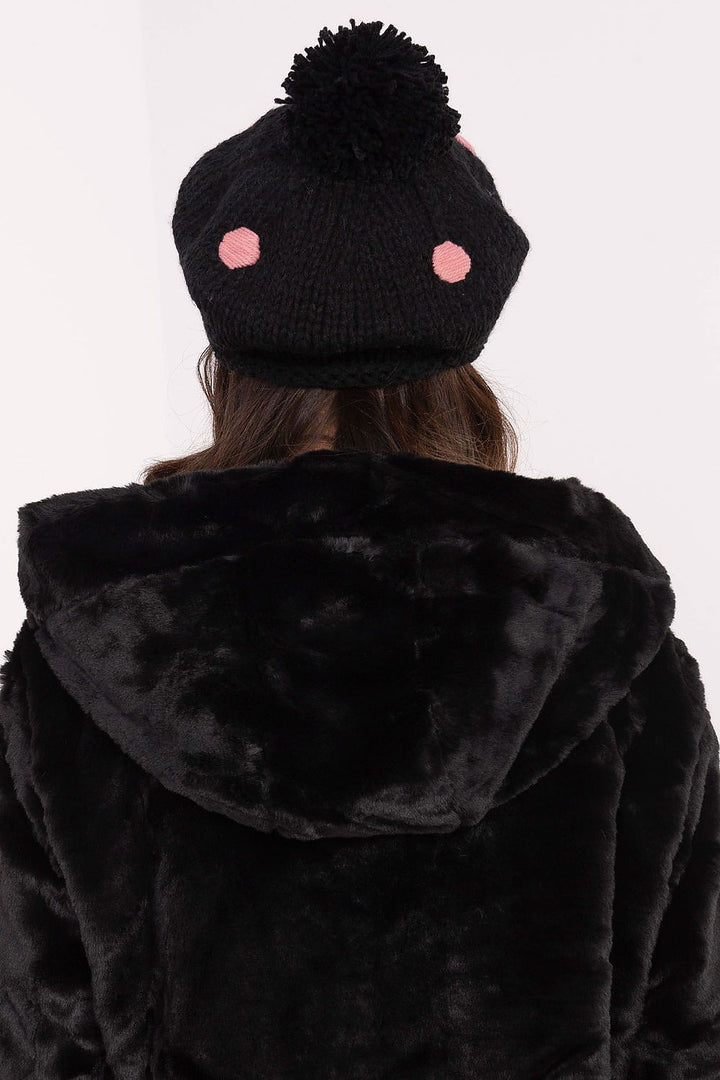 Cute and Stylish Winter Beanie with Decorative Dots and Pom-Pom - Ludowika 