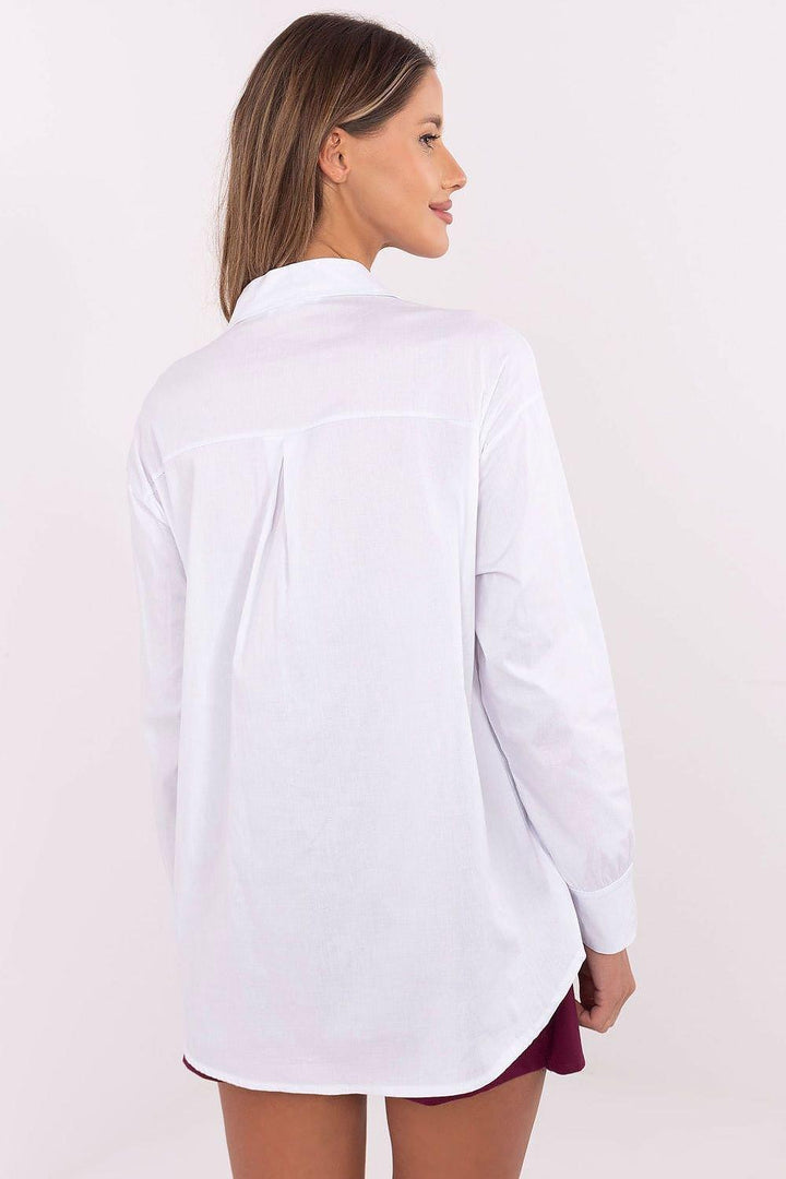 Universal Women's Shirt with Detachable Brooch and Casual Character - Ludowika 