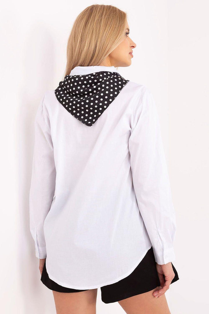 Elegant Women's Shirt with Removable Scarf and Classic Cut - Ludowika 