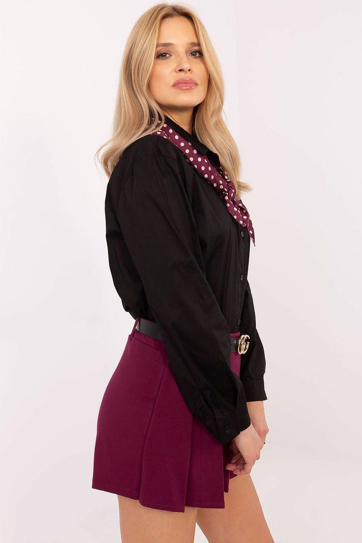 Elegant Women's Shirt with Removable Scarf and Classic Cut - Ludowika 