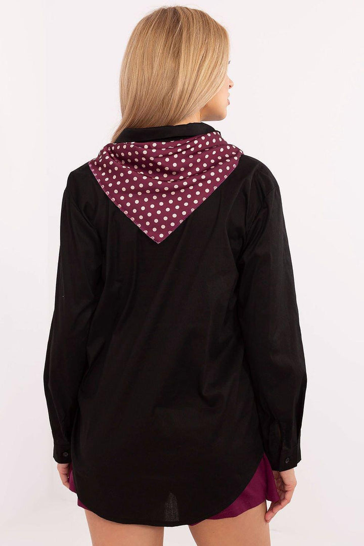 Elegant Women's Shirt with Removable Scarf and Classic Cut - Ludowika 