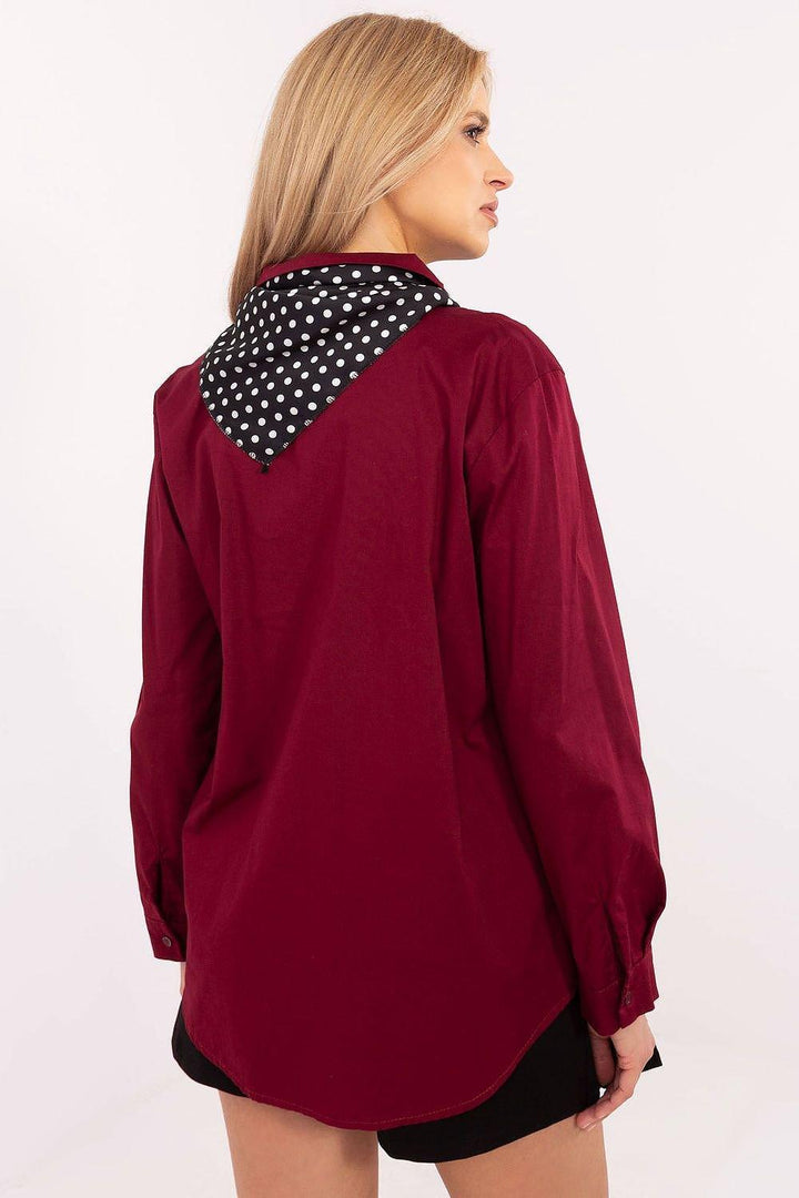 Elegant Women's Shirt with Removable Scarf and Classic Cut - Ludowika 