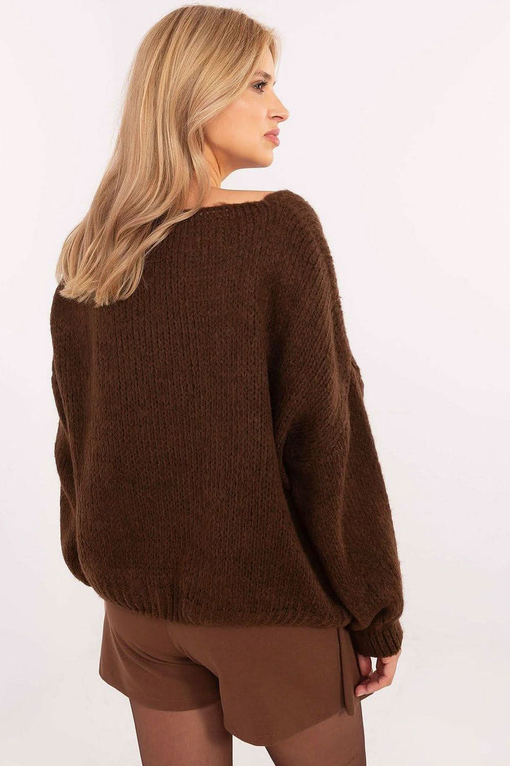 Casual Women's Tie Closure Sweater with Round Neckline - Ludowika 