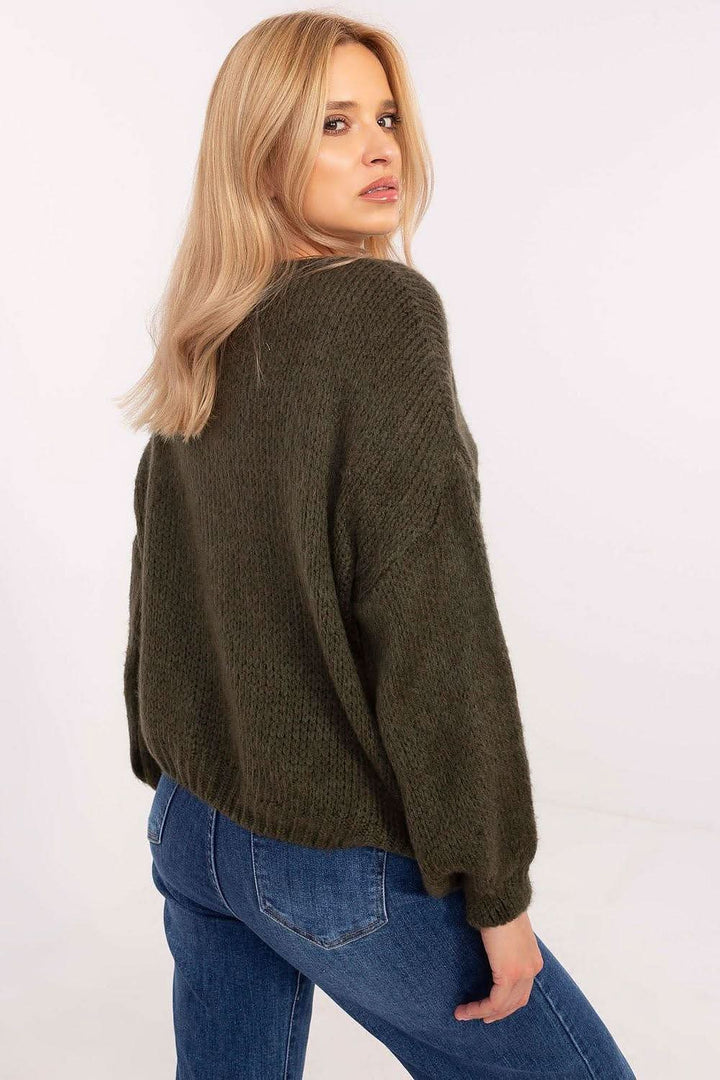 Casual Women's Tie Closure Sweater with Round Neckline - Ludowika 