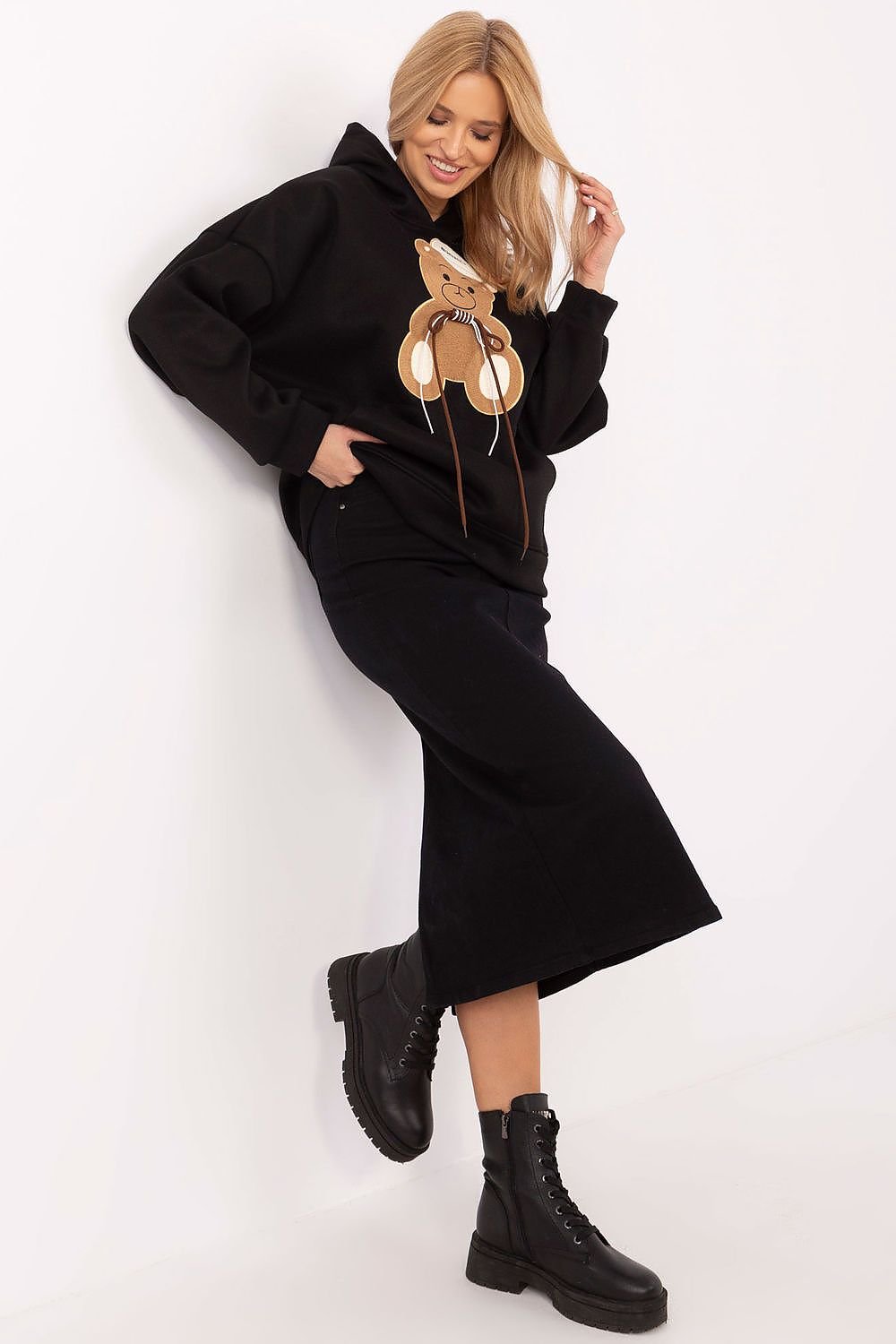 Sweat-shirt oversize avec motif ours en peluche