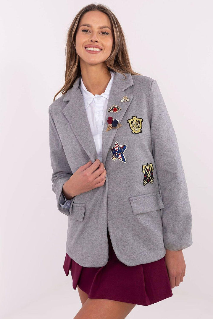 Casual Women's Blazer with Detachable Brooches - Ludowika 