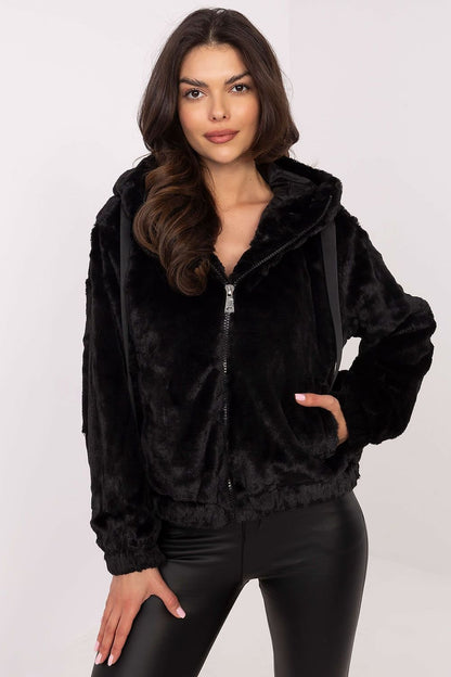 Trendy Teddy Bear Jacket with Hood and Waist Tie